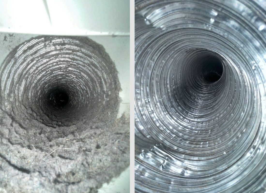 Air duct before and after professional cleaning — Apex Air Services